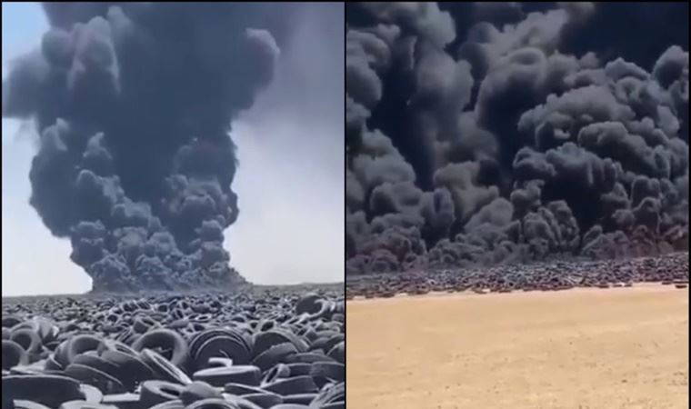 Dünyanın en büyük lastik deposunda yangın