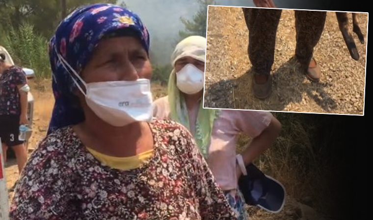 Orman yangınına köylü kadın lastik ayakkabısıyla müdahale ediyor: Zengin parasıyla hayat yaşasın!