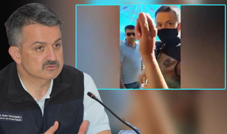 Bakan Pakdemirli'ye protesto anı kamerada