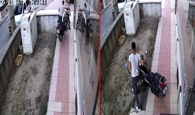 Geldiği bisikleti bıraktı, çaldığı motosiklet ile kaçtı