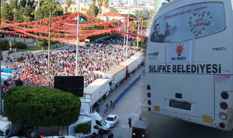 Erdoğan’ın mitingi dolmayınca AKP'li Silifke Belediyesi'nin çalışanlarını seferber ettiler