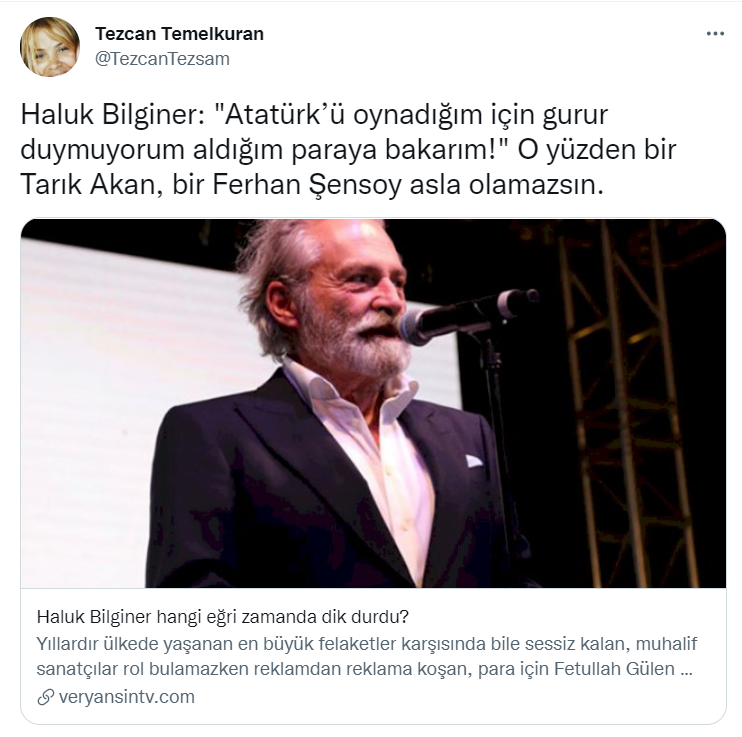 Haluk Bilginer'den Atatürk'le ilgili söylediği iddia edilen yoruma yanıt: 