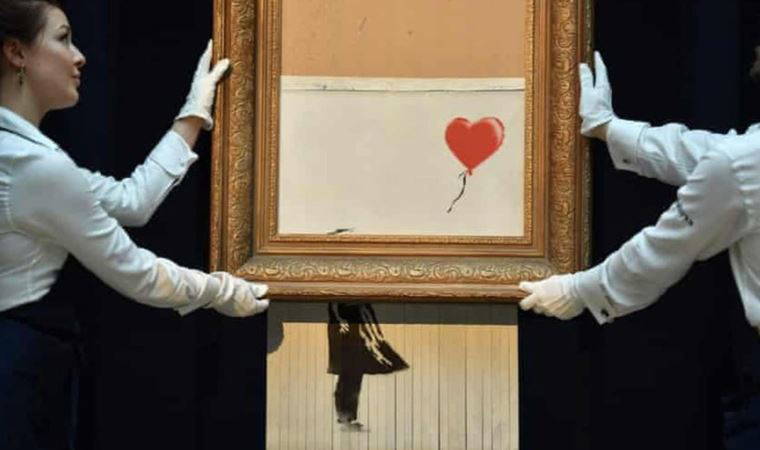 Banksy'nin müzayede sonunda 'parçalanan' eseri yeniden açık artırmayla satılacak