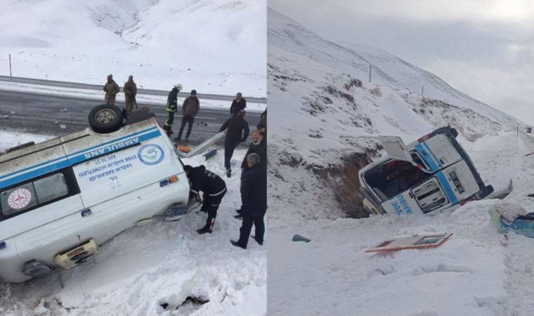 Van'da hasta taşınan ambulans yan yattı:  2'si sağlık görevlisi 5 yaralı