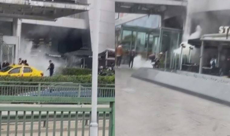 Yangın söndürme tüpü devrildi, kafede panik yaşandı