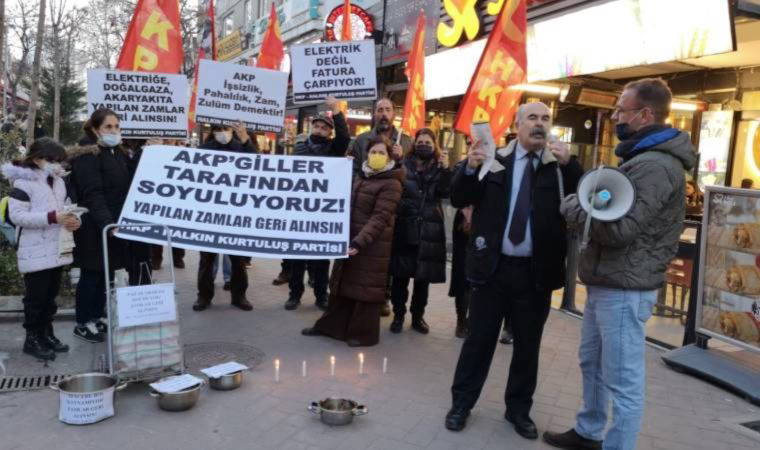 HKP, zamları Kızılay’da fatura yakarak ve boş tencerelerle protesto etti