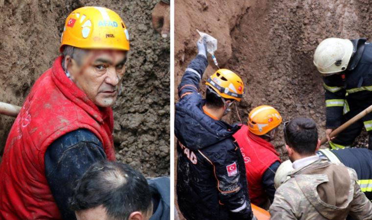 Yol çöktü: Göçük altında kalan işçi 2,5 saatte kurtarıldı