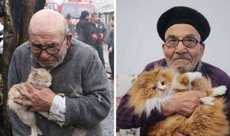 O fotoğraf gündem olmuştu: Yangından kedisiyle kurtulan 'Ali Dede'den haber var
