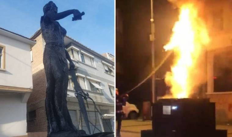 Uzunköprü'deki Adalet Anıtı'nı yakan kişi tutuklandı