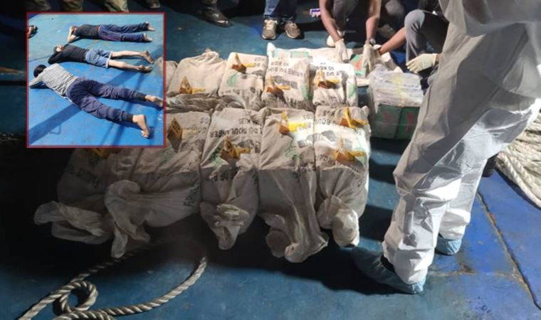 Gine açıklarında Türk bayraklı teknede 528 kilo kokain ele geçirildi