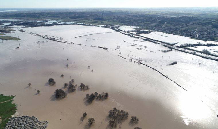 Kırklareli'nde Ergene Nehri taştı, tarım arazileri su altında kaldı