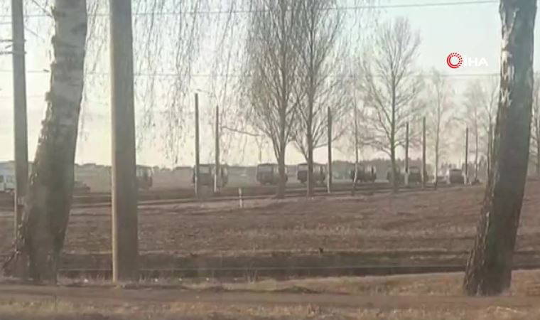 Belarus sınırında Rusya’ya ait ambulans konvoyu görüntülendi
