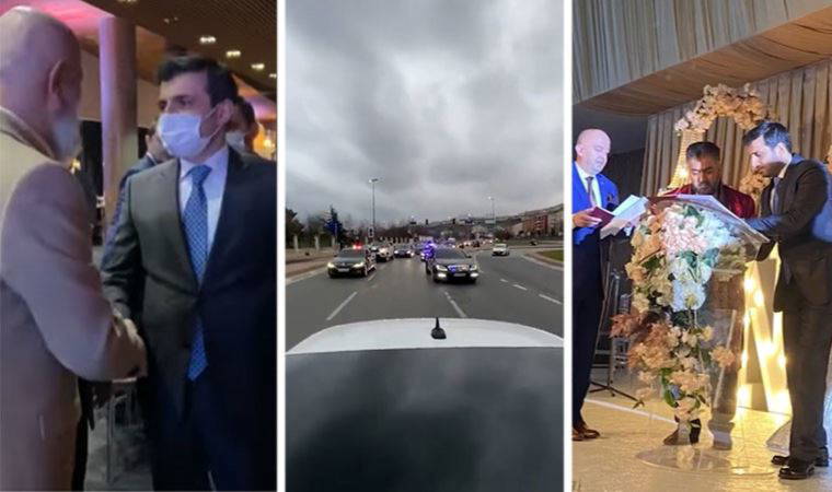 Selçuk Bayraktar'ın katıldığı bir düğünde çakarlı araçlarla konvoy!