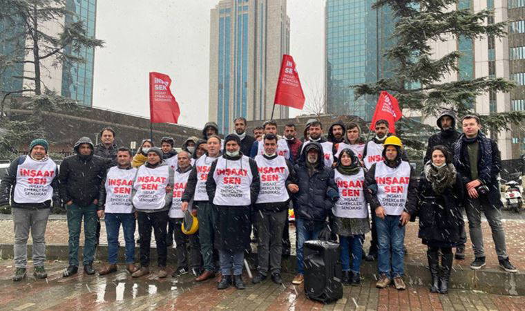 Kar altında Kayı İnşaat işçilerinden eylem: Haczi kaldırttılar!