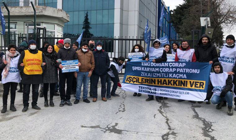 Yıllardır hakkını alamayan Dorian Çorap işçileri eylemde