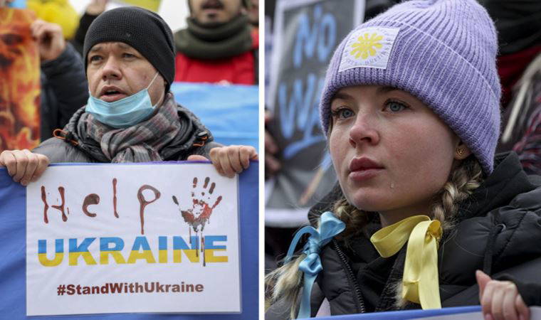 İstanbul'daki Ukraynalılar Rusya'yı protesto etti