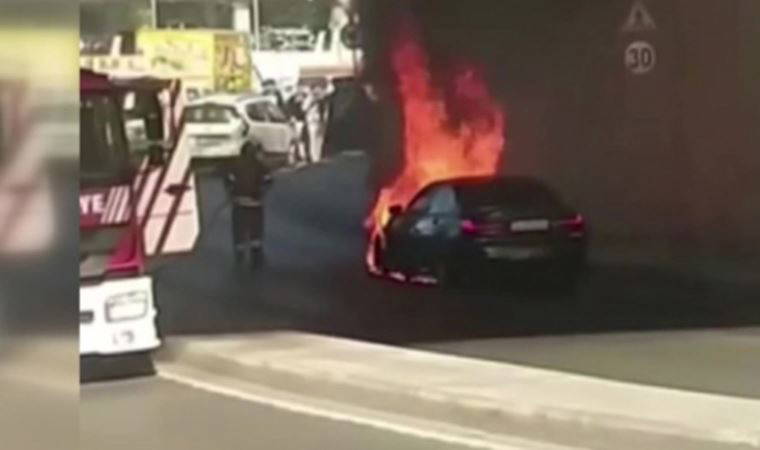 E-5'te seyir halinde yanan araç küle döndü!