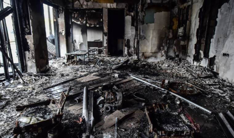 Ukrayna'nın Stoyanka kentinde acı manzara