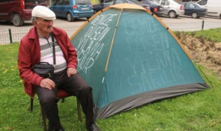 Görülmemiş protesto: Banka önüne çadır kurarak eyleme başladı