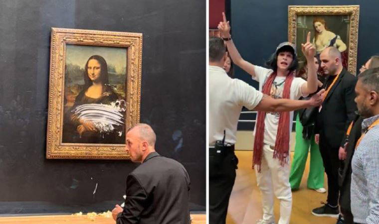 Mona Lisa'ya 'pastalı' saldırı