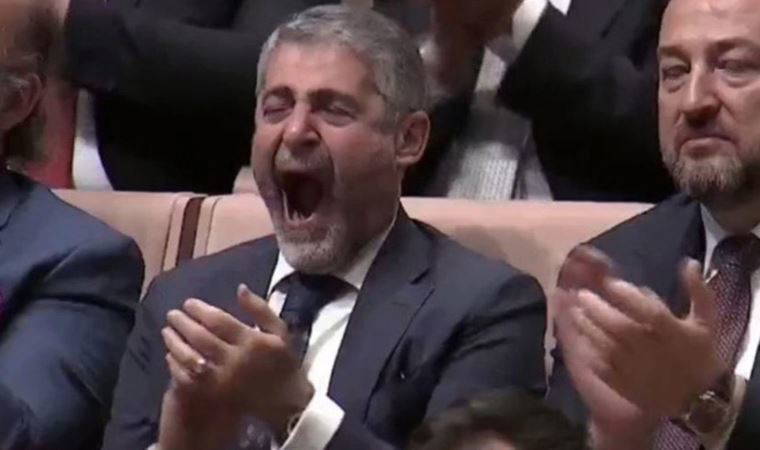 Nureddin Nebati'nin esnediği an kameralara yansıdı; sosyal medyanın gündemine oturdu