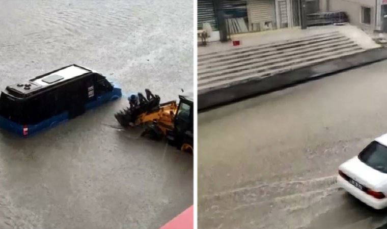 Ankara'da sağanak yağmur sonrası sokaklar dereye döndü
