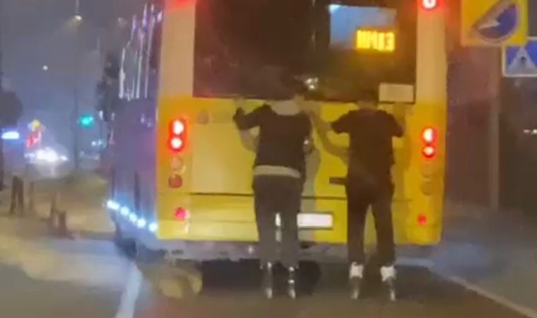 Pendik'te patenli çocukların tehlikeli yolculuğu kamerada!