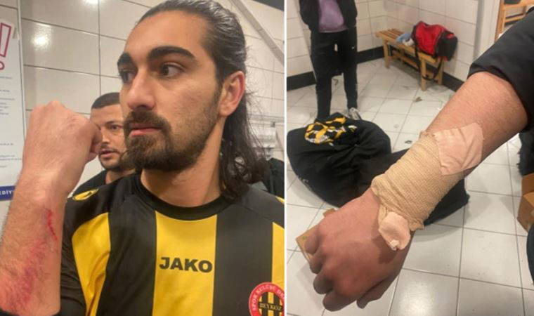 Bayrampaşa'daki amatör lig maçında taraftarlar sahaya inip futbolculara saldırdı