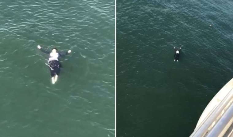 Korku dolu anlar kamerada: Köprüden denize düştü!