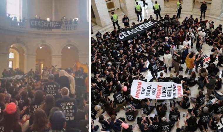 Ateşkes isteyen ABD'li Yahudilerden Filistin'e destek: Oturma eylemi başlattılar