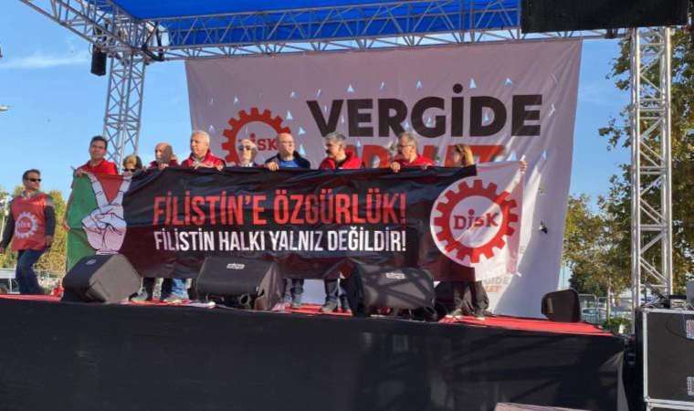 DİSK ‘vergide adalet’ talebiyle Kartal Meydanı’nda miting düzenledi: ‘Az kazanandan az, çok kazanandan çok vergi alınsın’