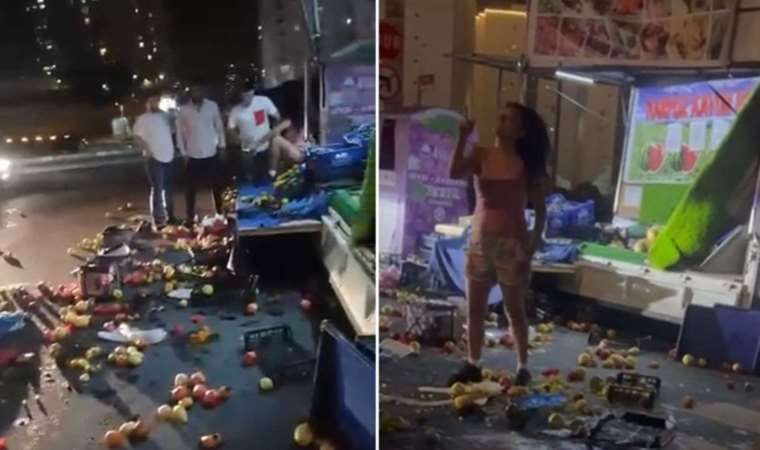 Müşteri seyyar satıcıya saldırdı, tezgahı dağıttı