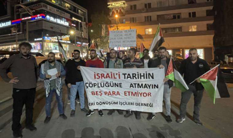 İstanbul'da geri dönüşüm işçilerinden İsrail protestosu