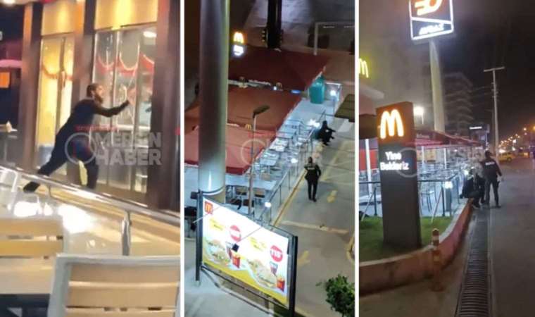 Mersin'de McDonald's şubesine 'tekbir'li saldırı: Önce camları kırdı, sonra molotof attı!