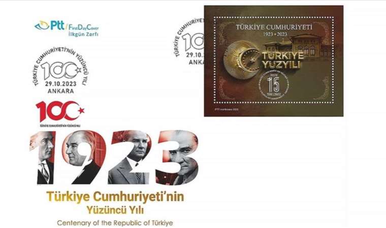 PTT’den Cumhuriyet’in 100. yılı konulu anma pulu ve ilk gün zarfı