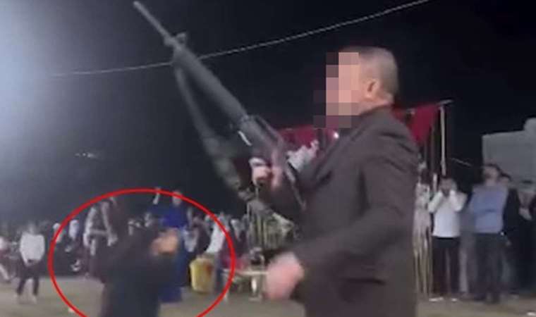 Düğünde havaya ateş ettiği anları sosyal medyada paylaştı