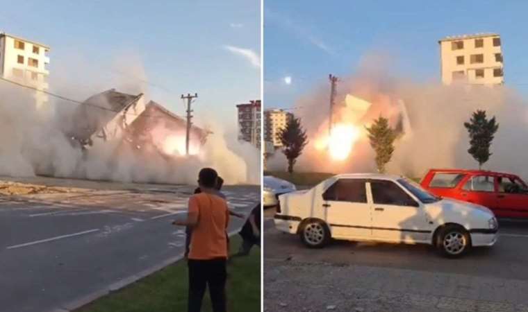 Kontrollü yıkım kontrolden çıktı: Elektrik direklerinin üzerine devrildi