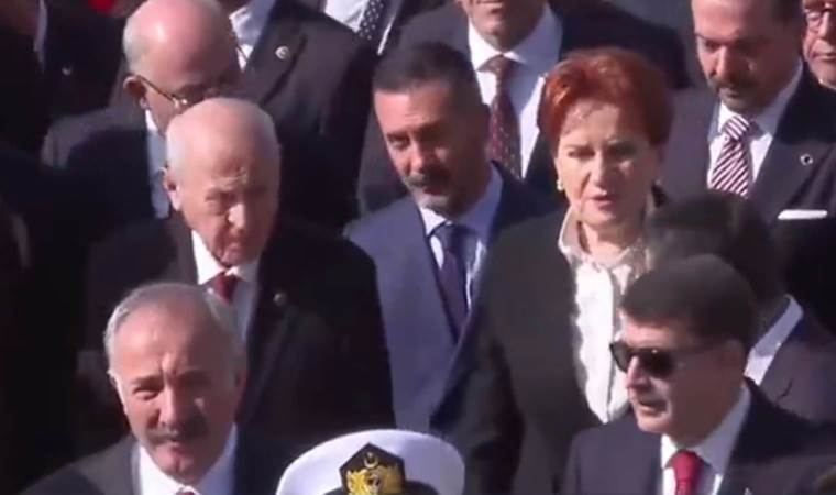 Anıtkabir'de dikkat çeken anlar: Devlet Bahçeli ve Meral Akşener yan yana