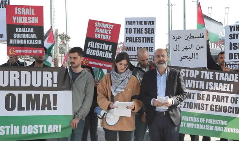Beylikdüzü'ndeki Ambarlı Limanı'nda İsrail protestosu