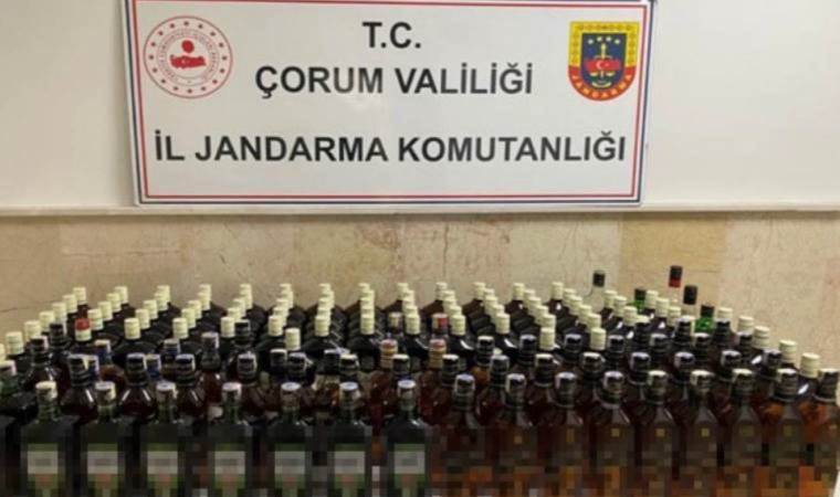 Çorum’da 59 şişe kaçak içki ele geçirildi