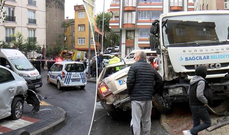 Bağcılar'da çöp kamyonu sokağı savaş alanına çevirdi: 7 araca çarparak durabildi