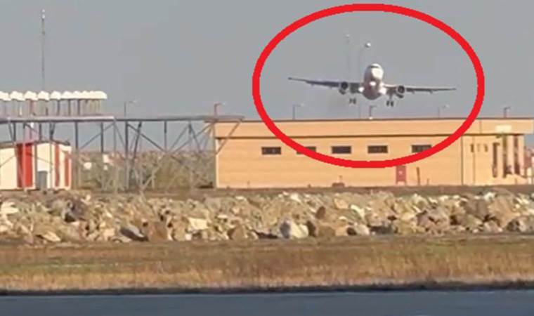 Fırtına uçağa zor anlar yaşattı: Pisti son anda pas geçti