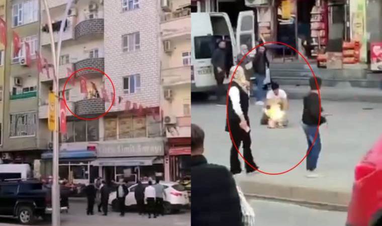 Korku dolu anlar... Alev alan tüpü, kalabalığın arasına attı!