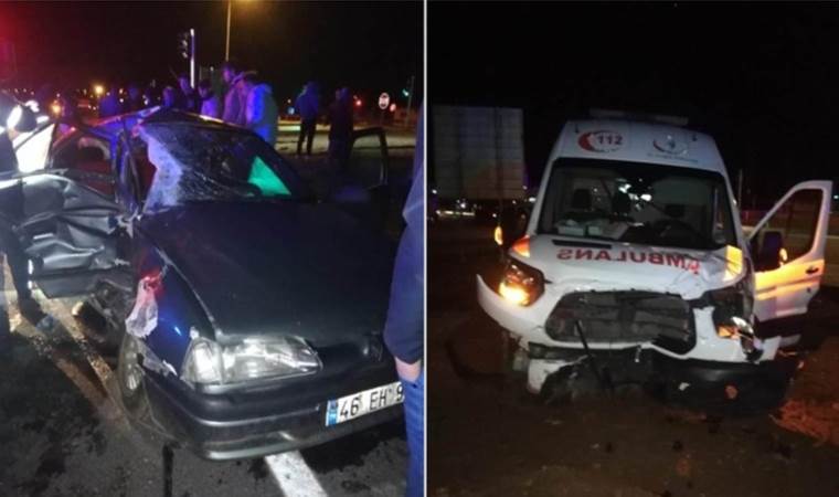 Ambulans ile otomobil çarpıştı: 2 yaralı