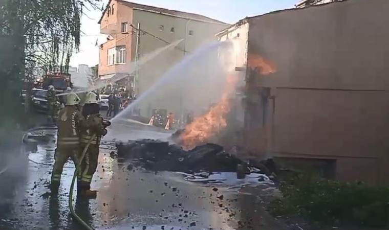 Korku dolu anlar... Yol çalışması sırasında doğalgaz borusu patladı!