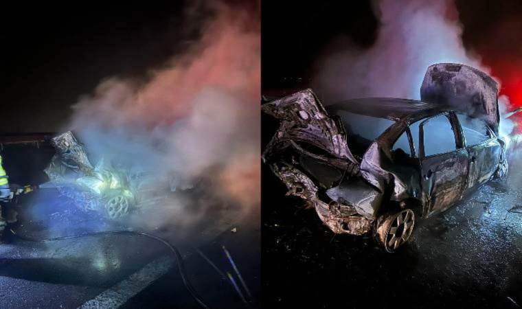 Feci kaza... Çarpışan 2 otomobilden 1'i alev aldı: 7 kişi yaralandı!