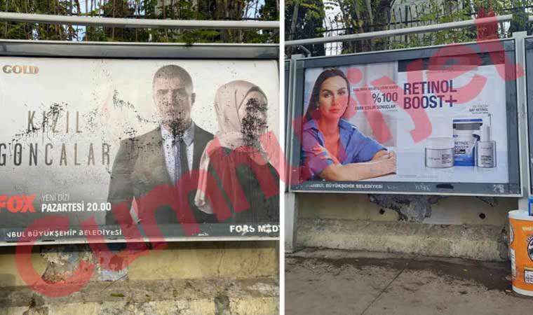 Hedef gösterilmişti: Şişli'de 'Kızıl Goncalar' afişine boyalı saldırı