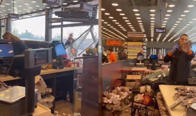 Fren yerine gaza basınca markete daldı... 2 kişi yaralandı!