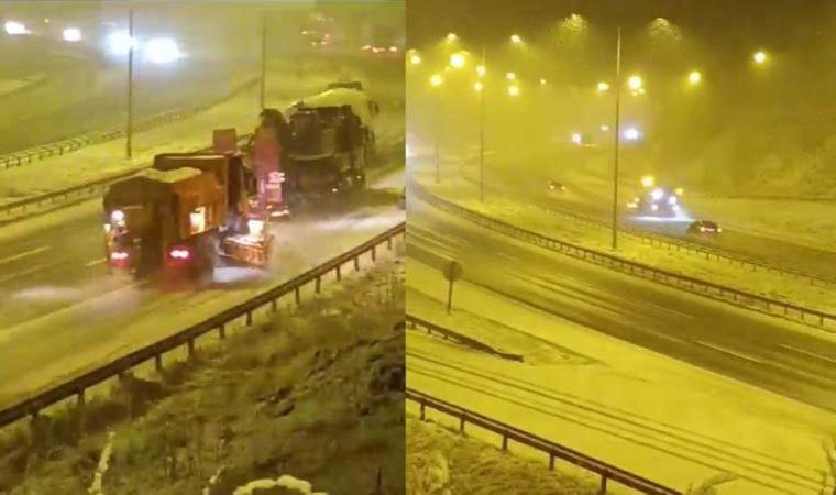 Anadolu Otoyolu'nda kar yağışı... Kalınlığı 10 santimetreye ulaştı!