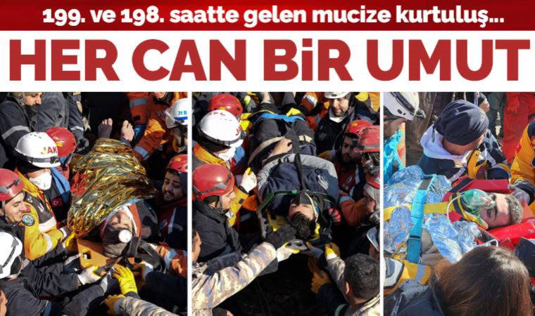 198 ve 199. saatte gelen mucize kurtuluş: 3 kişi de enkazdan sağ olarak çıkarıldı